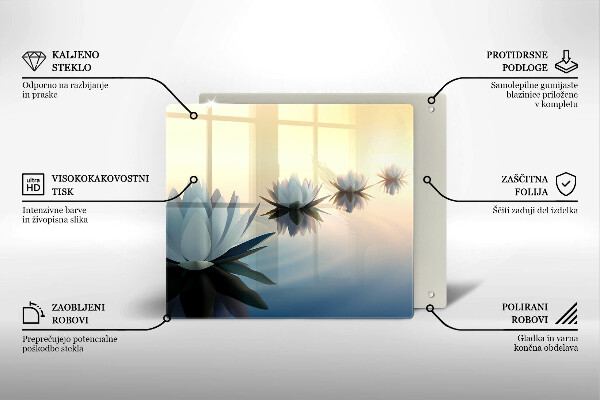 De vidrio templado Flores de lirio en el agua