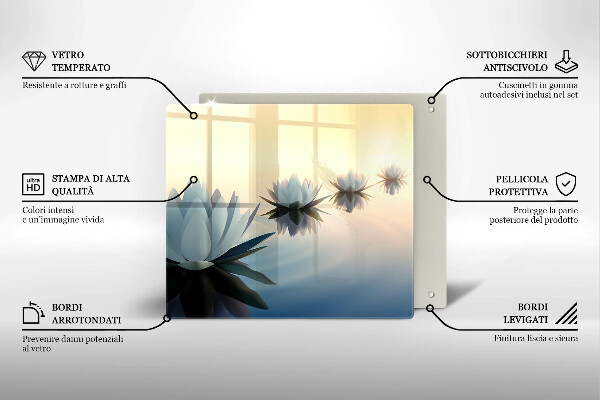 De vidrio templado Flores de lirio en el agua