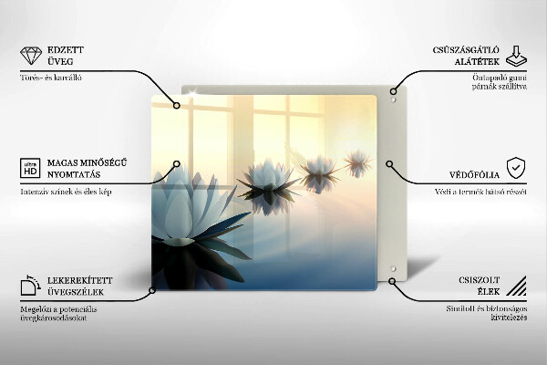 De vidrio templado Flores de lirio en el agua