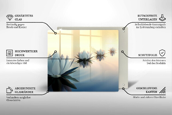 De vidrio templado Flores de lirio en el agua