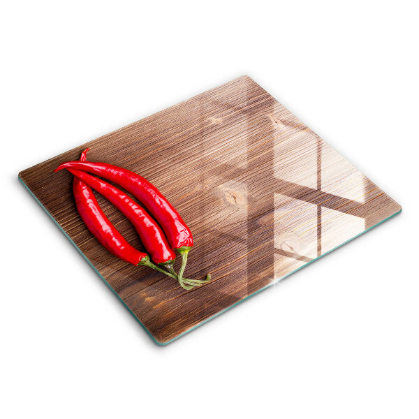 De vidrio templado Chiles sobre madera