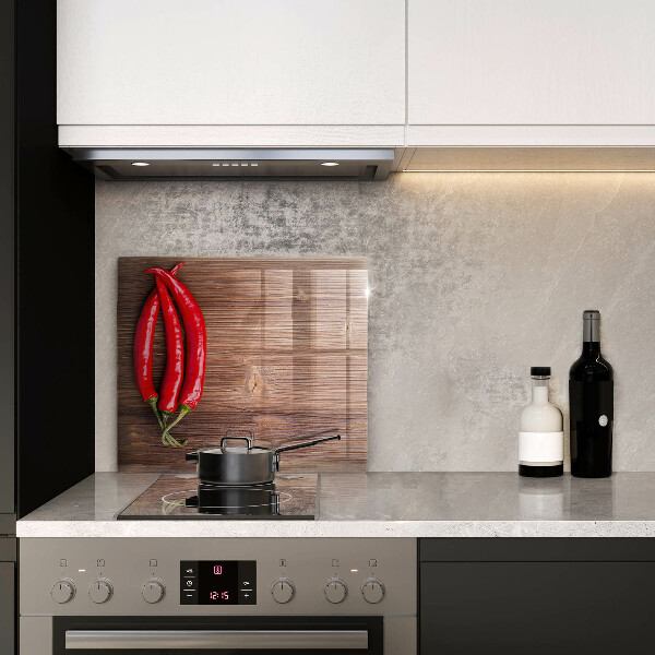 De vidrio templado Chiles sobre madera