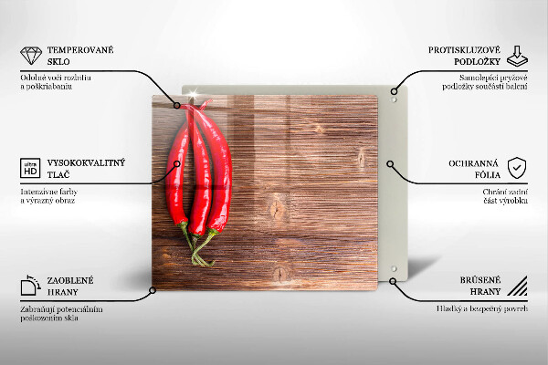 De vidrio templado Chiles sobre madera