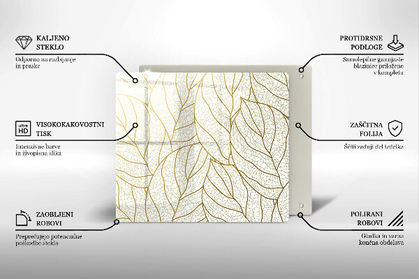 De vidrio templado Patrón de hojas de arte lineal