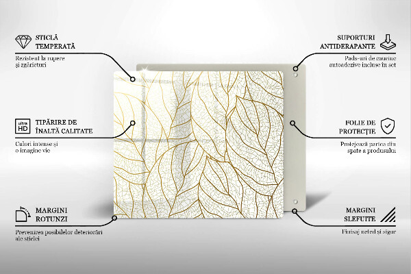 De vidrio templado Patrón de hojas de arte lineal