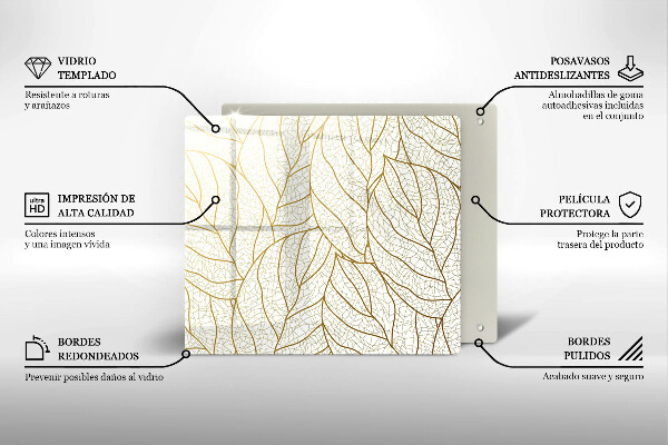 De vidrio templado Patrón de hojas de arte lineal