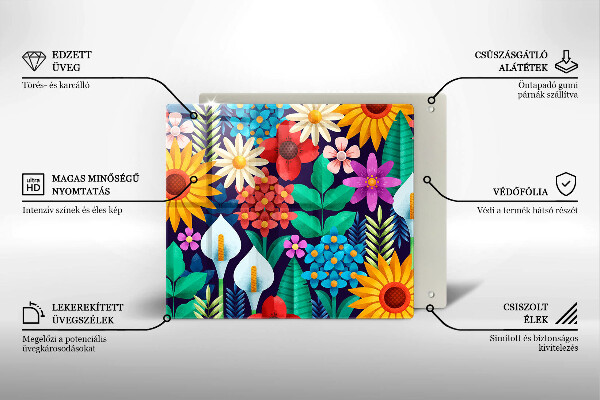 De vidrio templado Ilustración de prado de flores