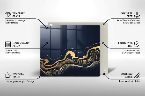 De vidrio templado Líneas doradas abstractas