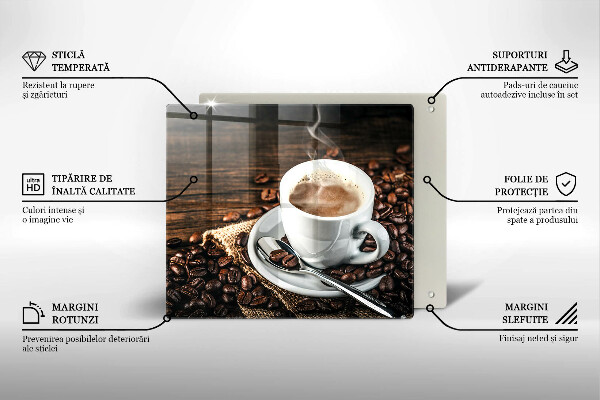 De vidrio templado Taza y granos de café