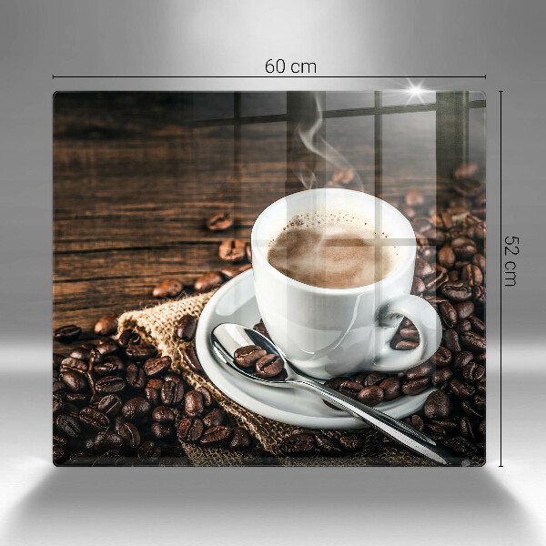 De vidrio templado Taza y granos de café