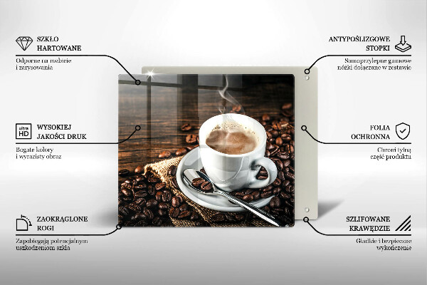 De vidrio templado Taza y granos de café