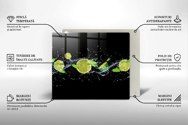 De vidrio templado Agua de lima y menta