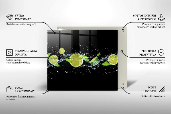 De vidrio templado Agua de lima y menta