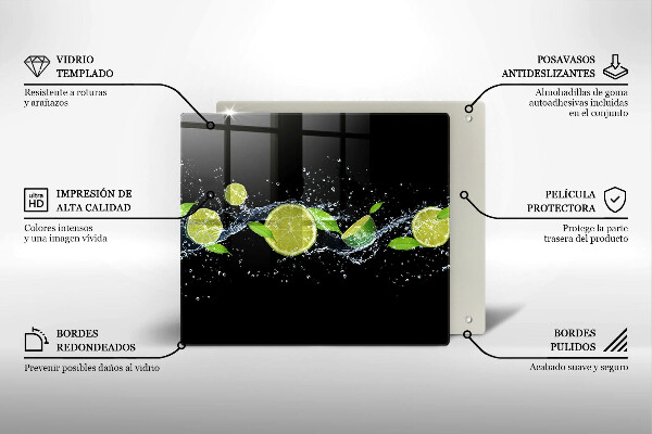De vidrio templado Agua de lima y menta