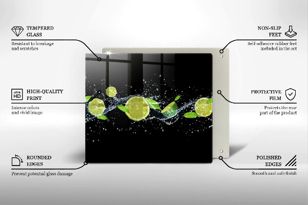 De vidrio templado Agua de lima y menta