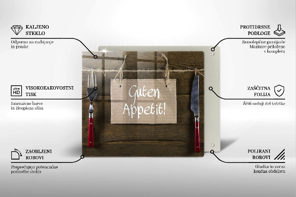 De vidrio templado Inscripción de guten apetit en tableros