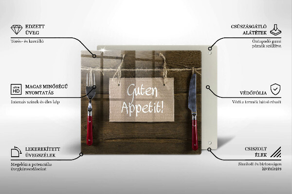 De vidrio templado Inscripción de guten apetit en tableros
