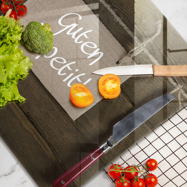 De vidrio templado Inscripción de guten apetit en tableros
