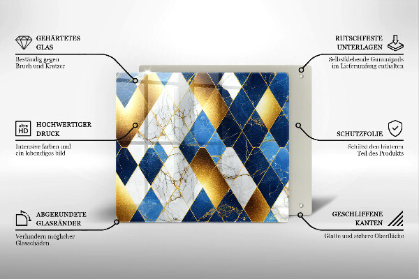 De vidrio templado Rombos de mármol dorado