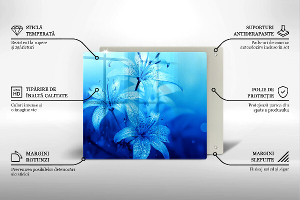 De vidrio templado Flores azules