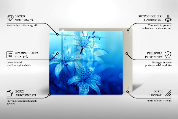 De vidrio templado Flores azules