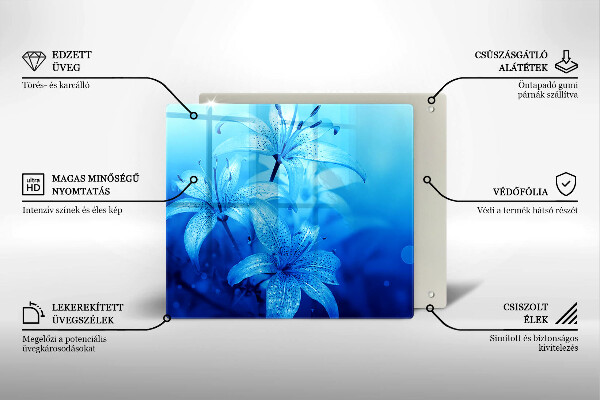 De vidrio templado Flores azules