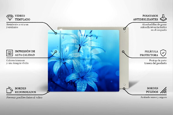 De vidrio templado Flores azules