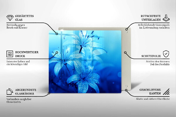 De vidrio templado Flores azules