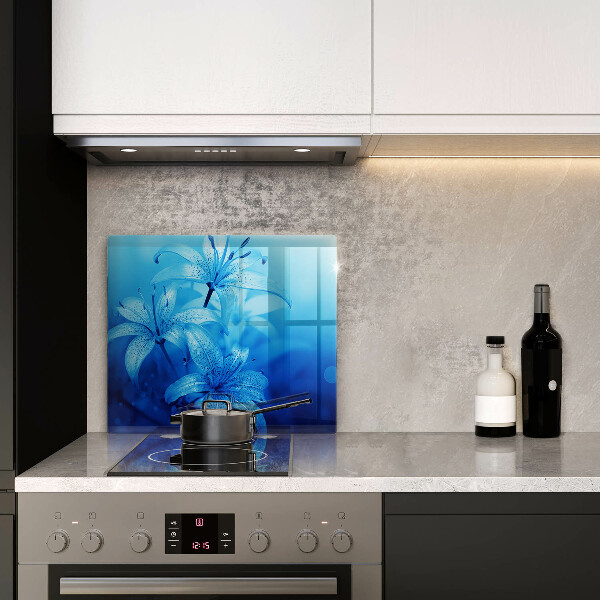 De vidrio templado Flores azules