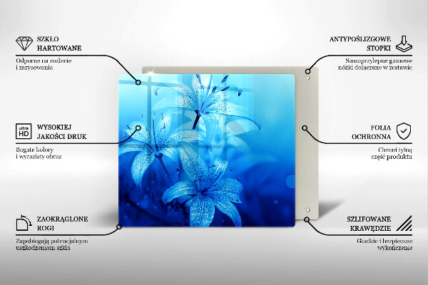 De vidrio templado Flores azules