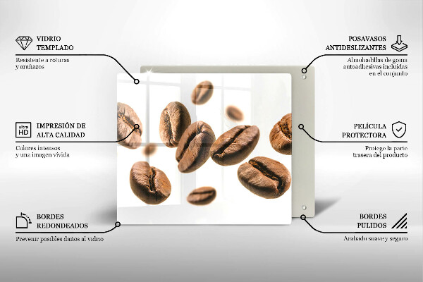 De vidrio templado Granos de café