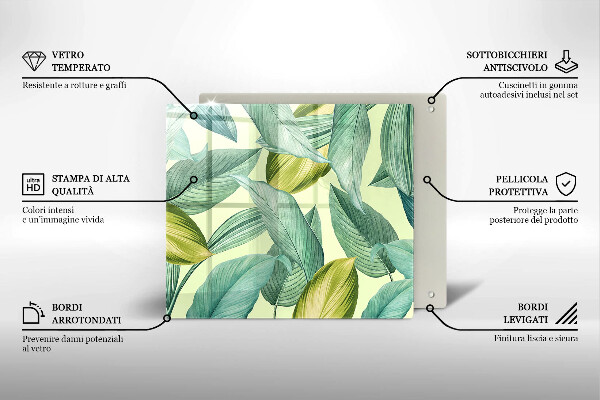 De vidrio templado Hojas tropicales verdes