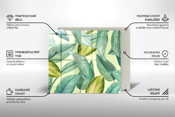 De vidrio templado Hojas tropicales verdes