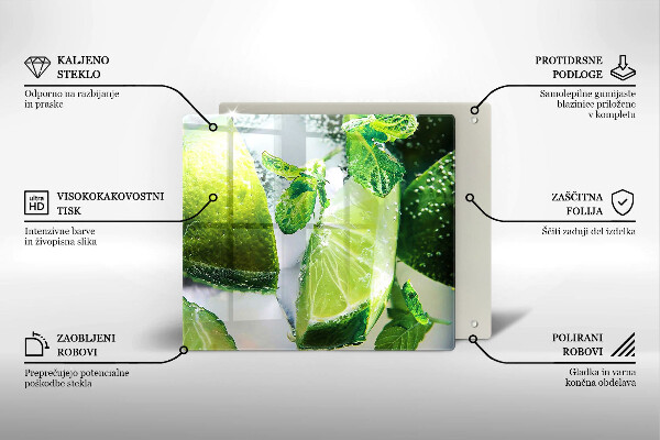 De vidrio templado Agua con lima y hielo