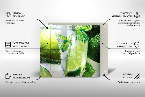 De vidrio templado Agua con lima y hielo