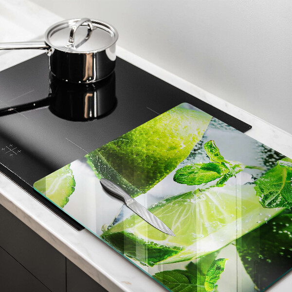 De vidrio templado Agua con lima y hielo