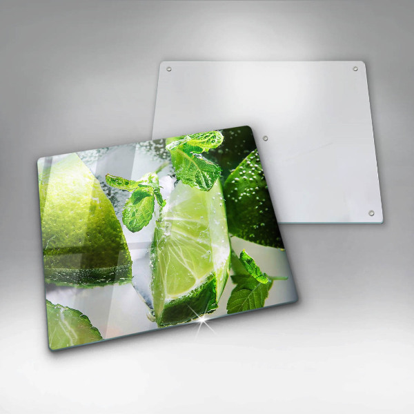 De vidrio templado Agua con lima y hielo