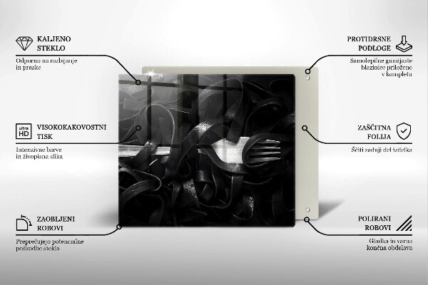 De vidrio templado Pasta negra de tallarines