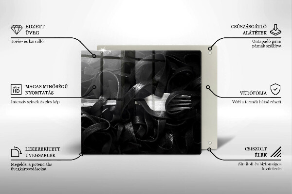 De vidrio templado Pasta negra de tallarines