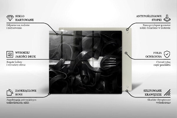 De vidrio templado Pasta negra de tallarines