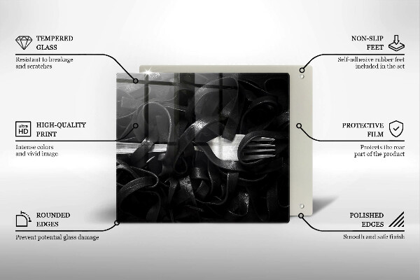 De vidrio templado Pasta negra de tallarines