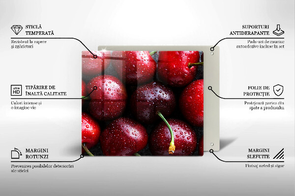 De vidrio templado Primer plano de cerezas