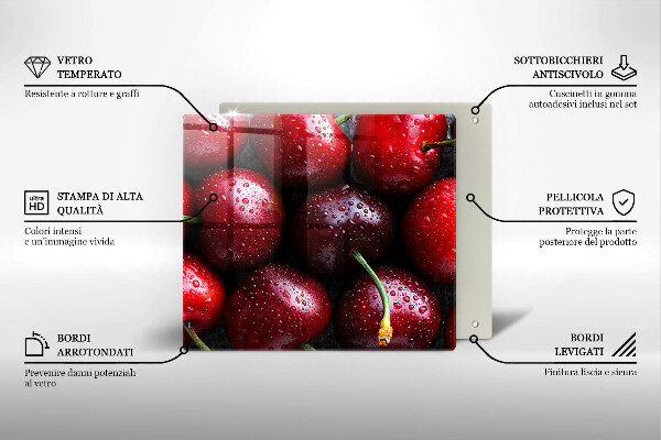De vidrio templado Primer plano de cerezas