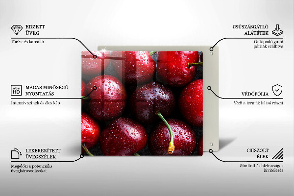De vidrio templado Primer plano de cerezas