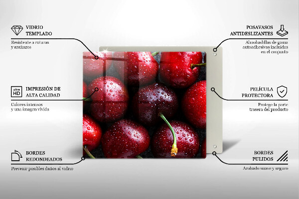 De vidrio templado Primer plano de cerezas