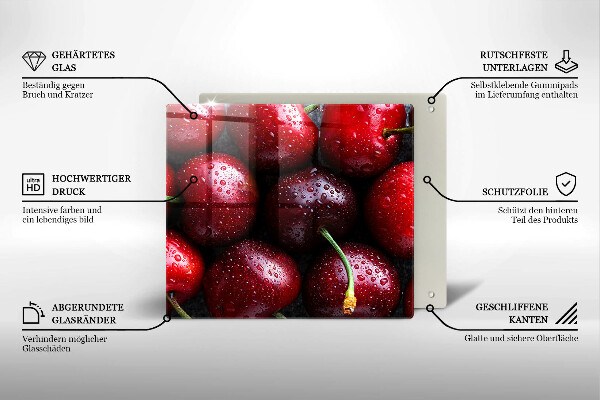 De vidrio templado Primer plano de cerezas