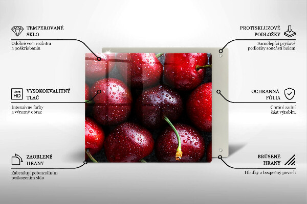 De vidrio templado Primer plano de cerezas