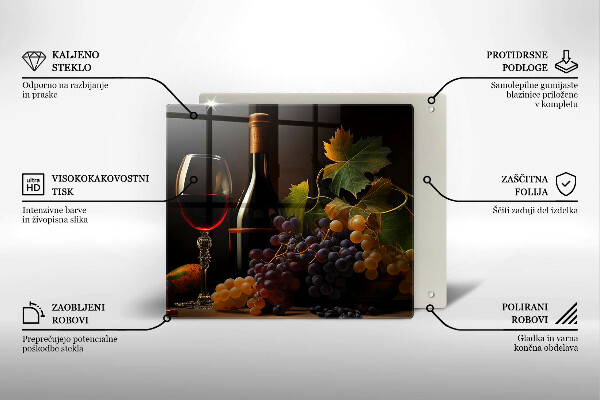 De vidrio templado Copa de vino y uvas