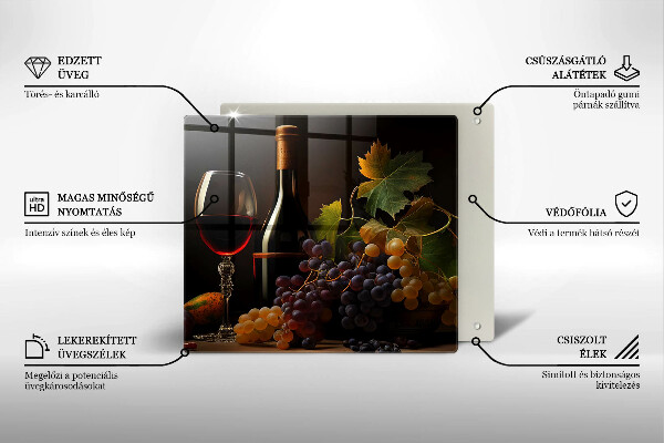 De vidrio templado Copa de vino y uvas