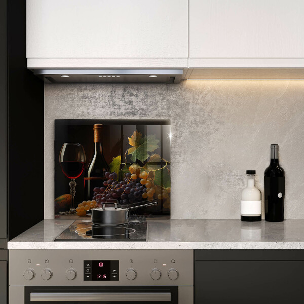 De vidrio templado Copa de vino y uvas